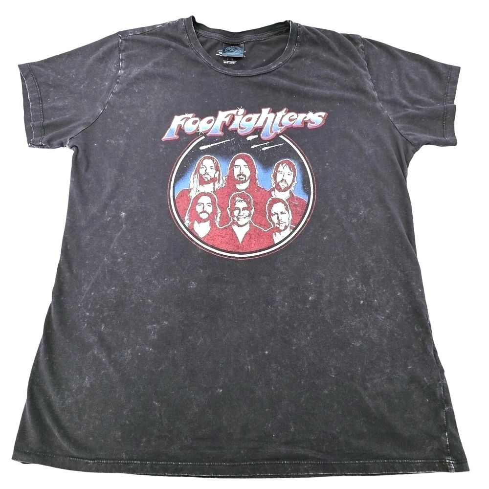 Foo Fighters Black Acid Wash Cotton On The‎ Relaxed Tee Womes Large